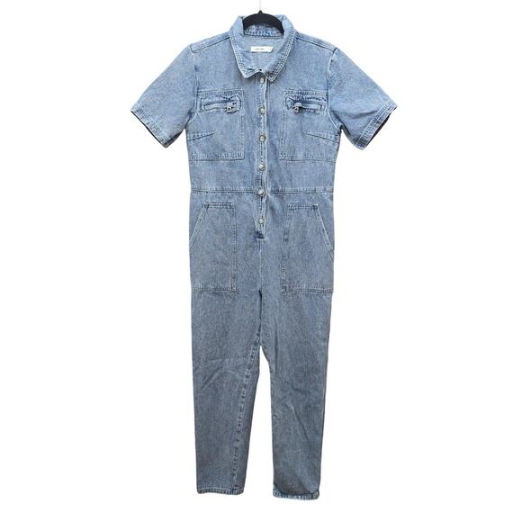 Mod Ref Denim Jumpsuit Coverall Womens Medium Blue Streetwear Skater Gorpcore - Picture 1 of 14
